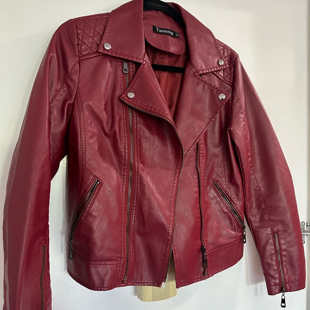 Burgundy Faux Leather Jacket
